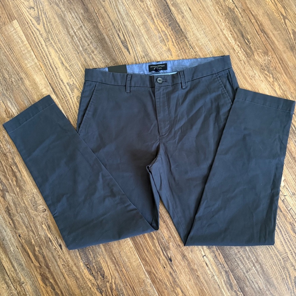 NEW Banana Republic Mason Stretch Chino Mens 34x32 Charcoal Gray Athletic Khaki - Picture 8 of 10